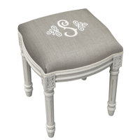 Lombardi Embroidered Monogram Vanity Stool by House of Hampton