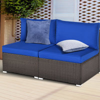 Jeadon 51" Wide Outdoor Wicker Patio Sofa with Cushions by Ebern Designs