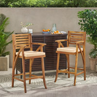 Peper Wood Patio Bar Stool with Cushion by Gracie Oaks