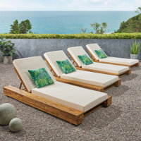 Lyor Acacia Wood Outdoor Chaise Lounge Set with Cushions & Adjustable Backrest by Ebern Designs