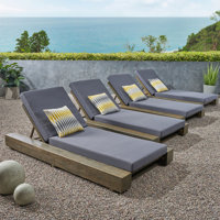 Lyor Acacia Wood Outdoor Chaise Lounge Set with Cushions & Adjustable Backrest by Ebern Designs