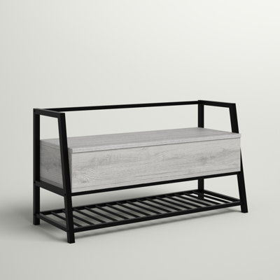 Heberling Bench, Entryway, Hallway, Storage, 42" Rectangular, Metal, Laminate, Contemporary by Three Posts