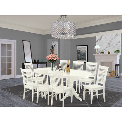 Wolk 9 - Piece Extendable Rubberwood Solid Wood Dining Set by August Grove