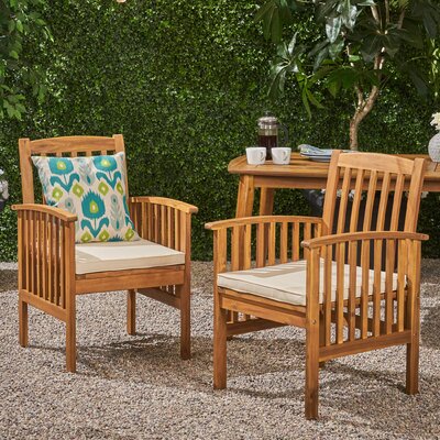 Acacia Patio Dining Armchair with Cushion by Winston Porter