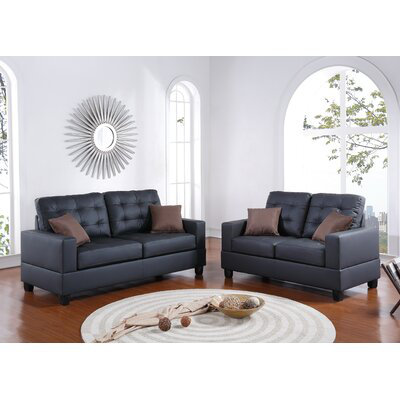 Ginnia 2 Piece Faux Leather Living Room Set by Ebern Designs