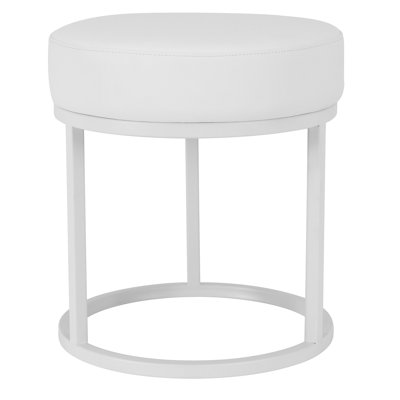 Stan Steel Vanity Stool Ottoman – Modern Upholstered Accent Ottoman for Living Room, Bedroom, or Lounge Seating - Faux Leather, Vegan Leather Stool by Corrigan Studio