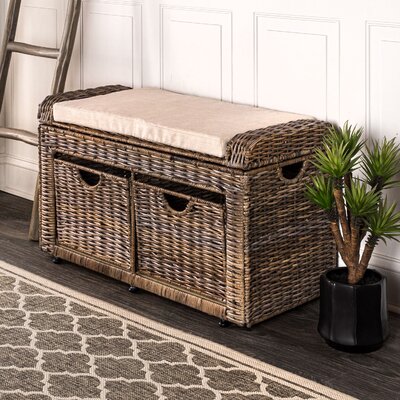 Palermo 34.50" 2 Drawer Wicker Storage Bench, Gray by happimess