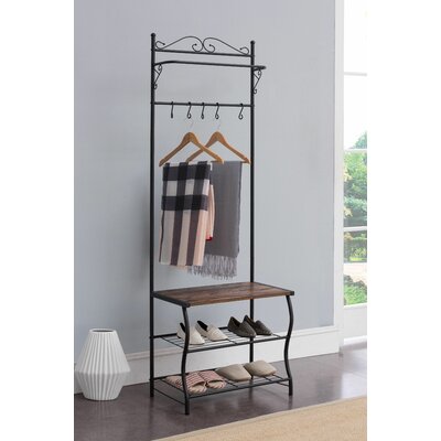 Sikes Entryway Shoe Bench, Coat Rack, Hall Tree Storage Organizer with Hooks by Winston Porter