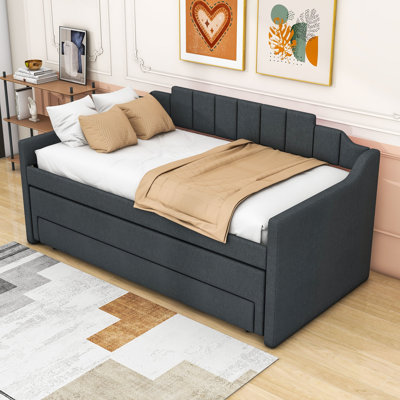 Twin Size 3 Drawers Upholstered Daybed with Trundle by Latitude Run