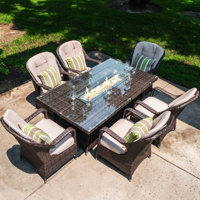 Colville 7 Piece Dining Set with Cushions and Firepit by Darby Home Co