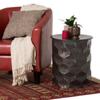 Whitney 17"W Metal Industrial End Table with Storage and Honeycomb Design, Assembled by Simpli Home