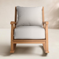 Brunswick Teak Outdoor Rocking Chair with Cushions by Birch Lane