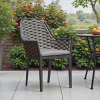 Azilyn Stacking Patio Dining Armchair with Cushion by Wade Logan