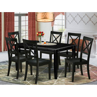 Gilda 6 - Person Rubberwood Solid Wood Dining Set by Alcott Hill