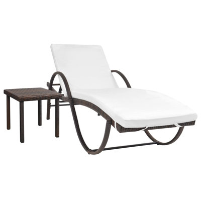 Vollmer 77.2" Long Single chaise with Cushions and Table by Highland Dunes