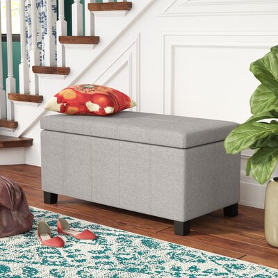 Dover 36"W Upholstered Linen Look Fabric Contemporary Rectangular Storage Ottoman with Lift Top by Simpli Home