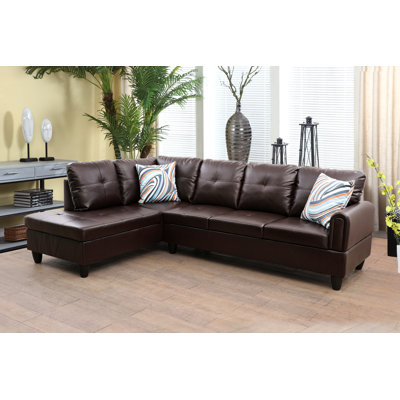 Renford 97" Wide Faux Leather Sofa & Chaise