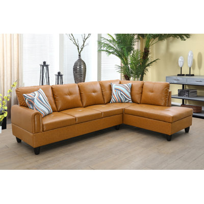 Renford 97" Wide Faux Leather Sofa & Chaise by Latitude Run