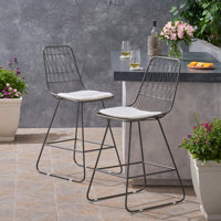 Nico Modern Geometric 26.25" Patio Bar Stool with Cushion by Wrought Studio