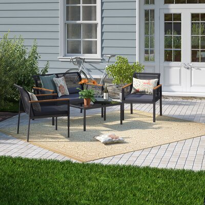 Atila High-Density Polyethylene Wicker 4 Piece Sofa Seating Group with Cushions by Wade Logan
