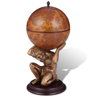 Globe Bar Wine Stand Atlas Design 16.5" x 16.5" x 33.5" by Astoria Grand