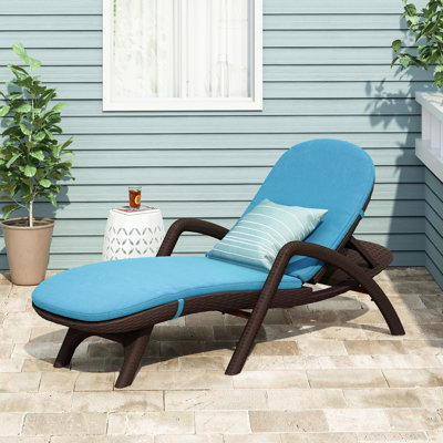Samantha All-Weather Wicker-Like Chaise Lounge with Ergonomic Design & High-Density Cushion | Weather-Resistant Plastic Patio Lounger for Poolside & G by George Oliver