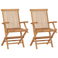 vidaXL Folding Patio Chairs with Armrests, Outdoor Wooden Seats for Garden, Solid Teak Wood by Highland Dunes