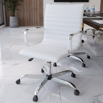 Sorrells Mid Back Leather Office Chair Adjustable Height Swivel Tilt Ergonomic Executive Conference Chair by Orren Ellis