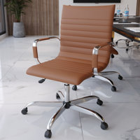Sorrells Mid Back Leather Office Chair Adjustable Height Swivel Tilt Ergonomic Executive Conference Chair