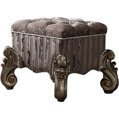 Versailles Upholstered Vanity Stool in Antique Platinum by Astoria Grand