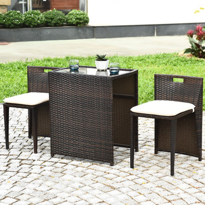 Outdoor 3 Piece Bistro Set with Cushions by Latitude Run