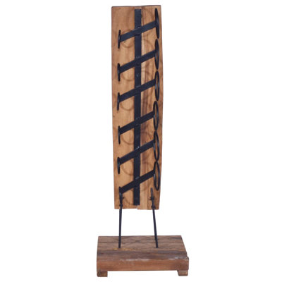 Wine Rack for 6 Bottles 13.8" x 13.8" x 39.4" Solid Teak Wood by Loon Peak