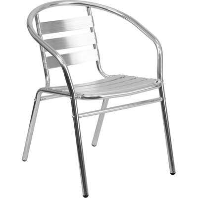 Commercial Aluminum Indoor-Outdoor Stack Chair with Triple Slat Back and Arms by 17 Stories