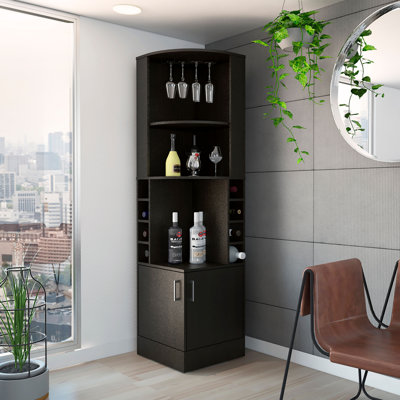 Lollis Syrah Space Efficient Corner Bar Cabinet with 2-Doors by Ebern Designs