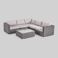 Josselyn 6 Piece Rattan Sectional Seating Group with Cushions by Ebern Designs
