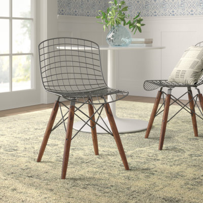 Nace Metal Slat Back Side Chair in Natural metal by Williston Forge