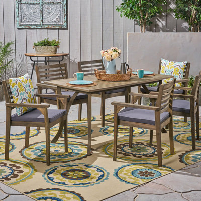 Tinnin 6 - Person 59" Long Dining Set with Cushions by Beachcrest Home