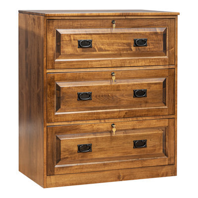 Traditional 3-drawer Brown Maple Lateral Filing Cabinet by Red Barrel Studio
