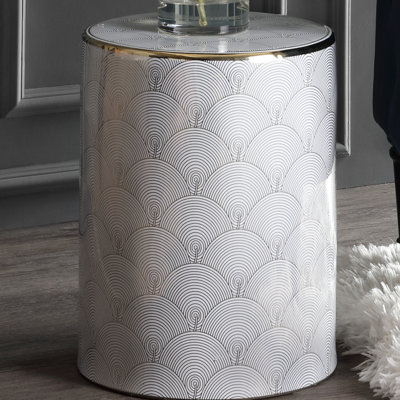 Vandergriff Fish Scale Modern Ceramic Garden Stool by Mercer41