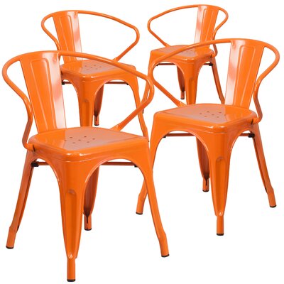 Joubert Commercial Grade Metal Indoor-Outdoor Chair with Arms by Ivy Bronx