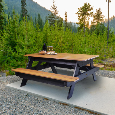Maura Rectangular 6 - Person 72" Long Picnic Table by Rosecliff Heights