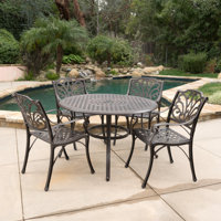 Ralls Round 4 - Person 48" Long Aluminum Outdoor Dining Set by Fleur De Lis Living