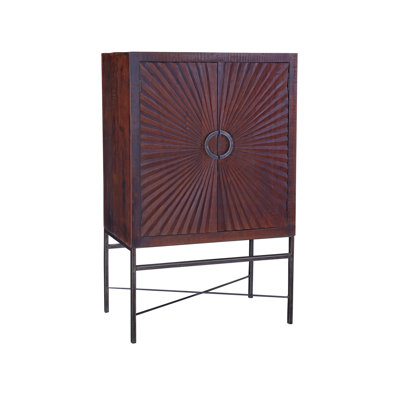 Sunburst Bar Cabinet, Made with Solid Wood and Metal, 39x19x61