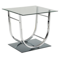 Nyvian Glass Floor Shelf End Table by Orren Ellis