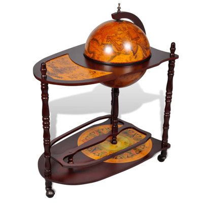 Globe Bar Cart Globe Wine Bar Liquor Bar Cabinet Solid Eucalyptus Wood by Astoria Grand