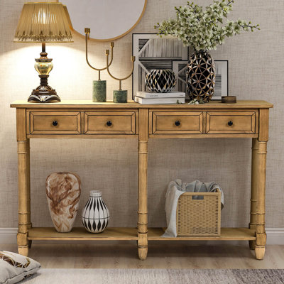 Park Slope 58" Console Table, Sofa Table with Spacious Drawers and Bottom Shelf by Canora Grey