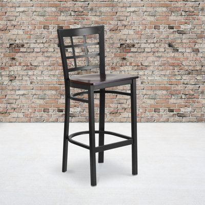 Prompton Window Back Metal Restaurant Barstool by Lark Manor