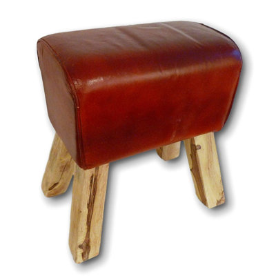 Kuehn Leather Wooden Vanity Stool