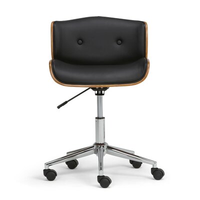 Dax 19"W Adjustable Upholstered Vegan Faux Leather Office Chair with Bentwood Frame and Swivel Base by Simpli Home