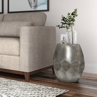 Flanigan 16"W Metal Transitional End Table with Drum Design and Honeycomb Pattern, Assembled by Simpli Home